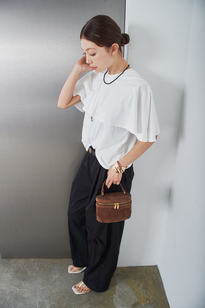 [予約/SET]天竺ケープTシャツ+タックバレルパンツ(2set)