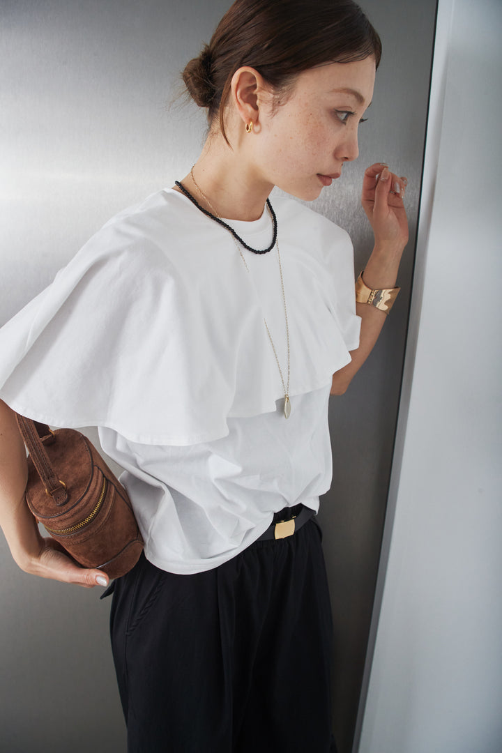[予約/SET]天竺ケープTシャツ+タックバレルパンツ(2set)