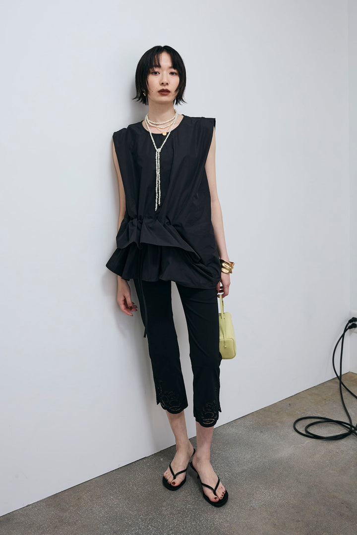 [予約/SET]アシメドロストフリルブラウス+カットワークレースカプリパンツ(2set)