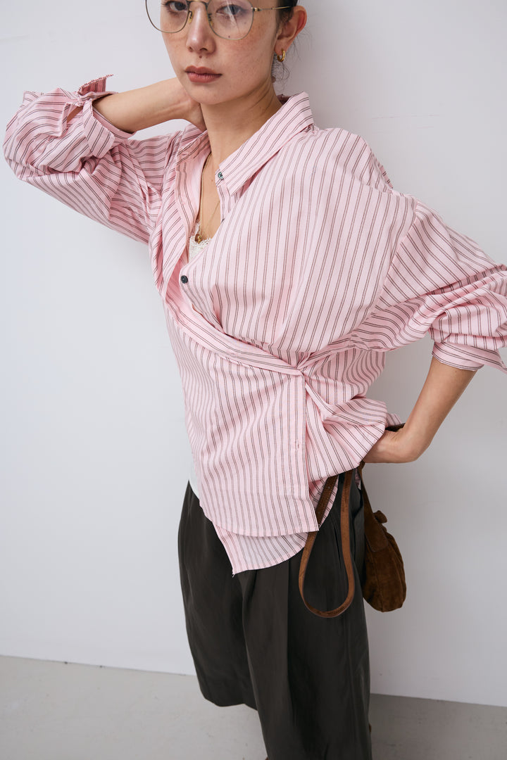 [予約/SET]2wayベーシックルーズシャツ+フェイクレザーキュロット(2set)