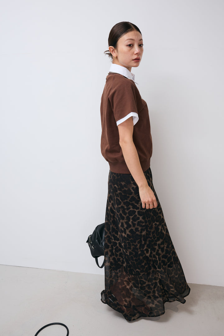 [予約/SET]付け襟付きロゴスウェットプルオーバー+ニュアンスレオパードロングSK(2set)