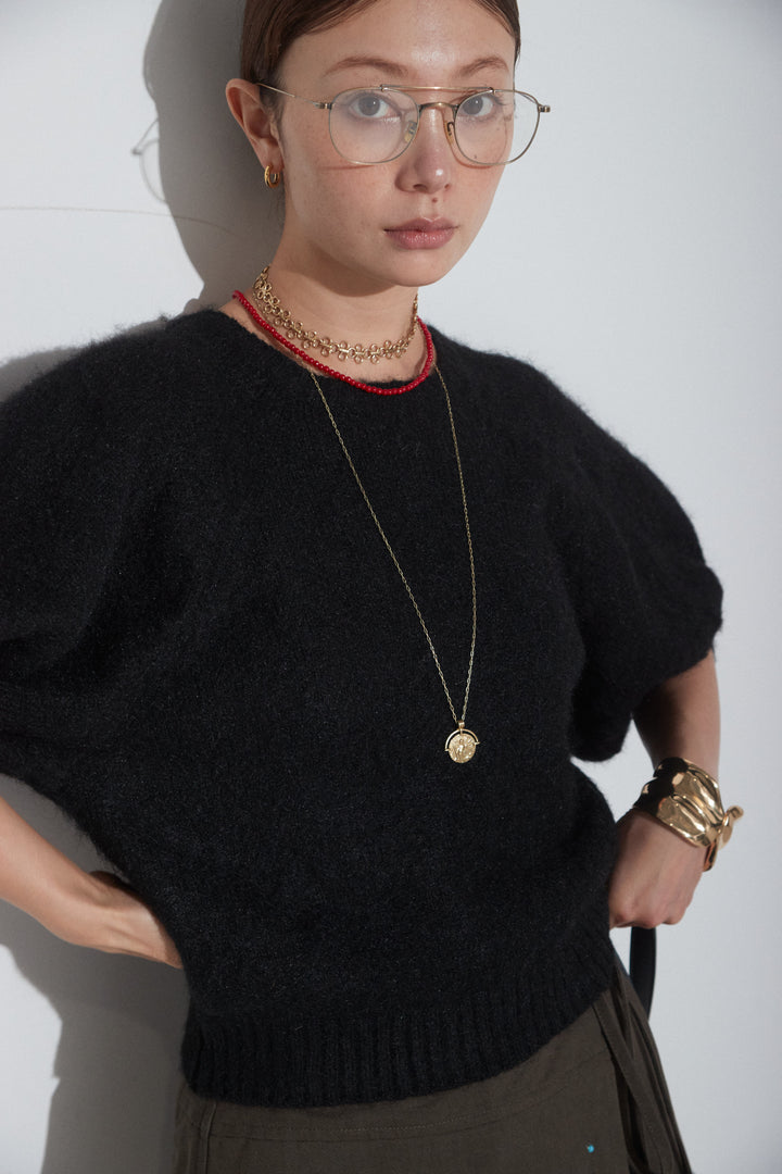 [予約/SET]モヘアタッチボリュームミドル袖PO+ビジュー付きラップパンツ(2set)