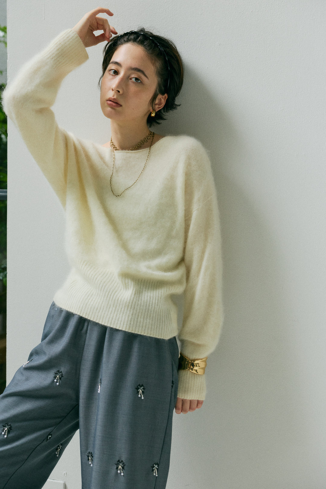 [予約]ヘアリーボートネックニットプルオーバー