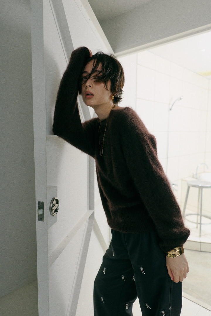 [予約]ヘアリーボートネックニットプルオーバー