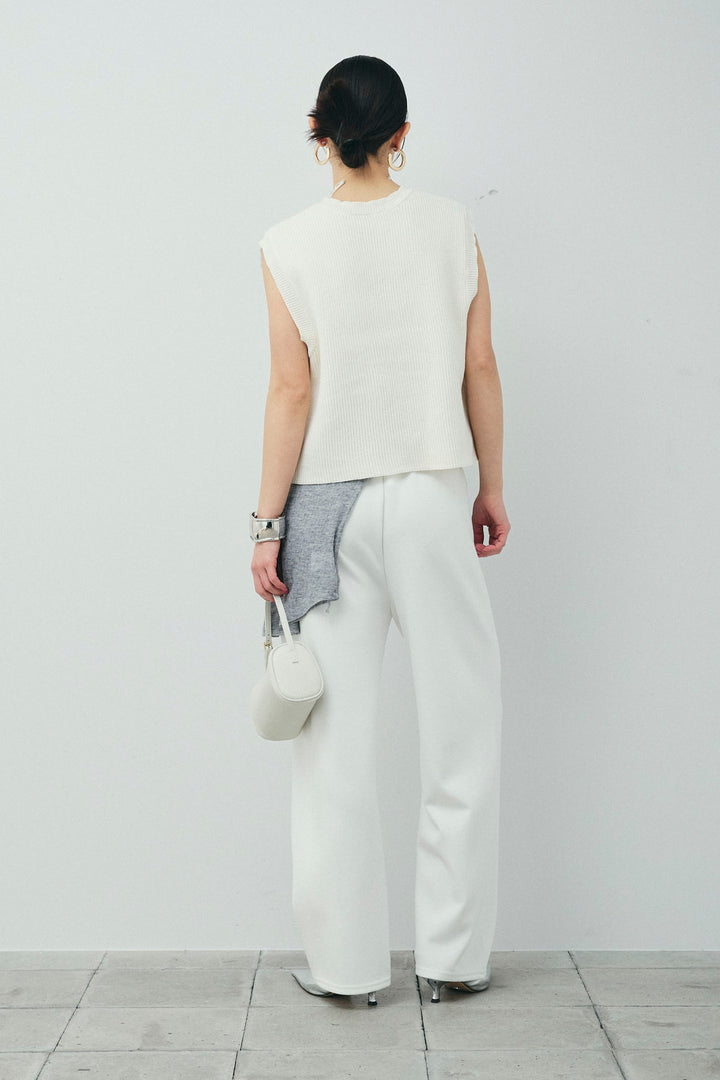 [予約/SET]畦編み金釦ルーズベスト+ストレートスウェットパンツ(2set)