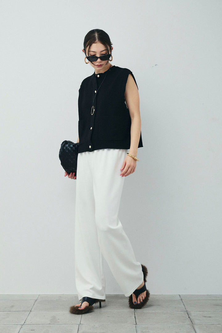 [予約/SET]畦編み金釦ルーズベスト+ストレートスウェットパンツ(2set)