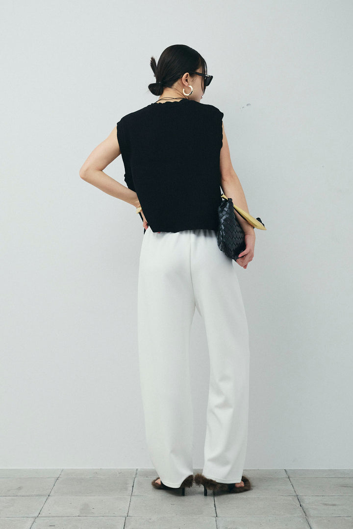 [予約/SET]畦編み金釦ルーズベスト+ストレートスウェットパンツ(2set)