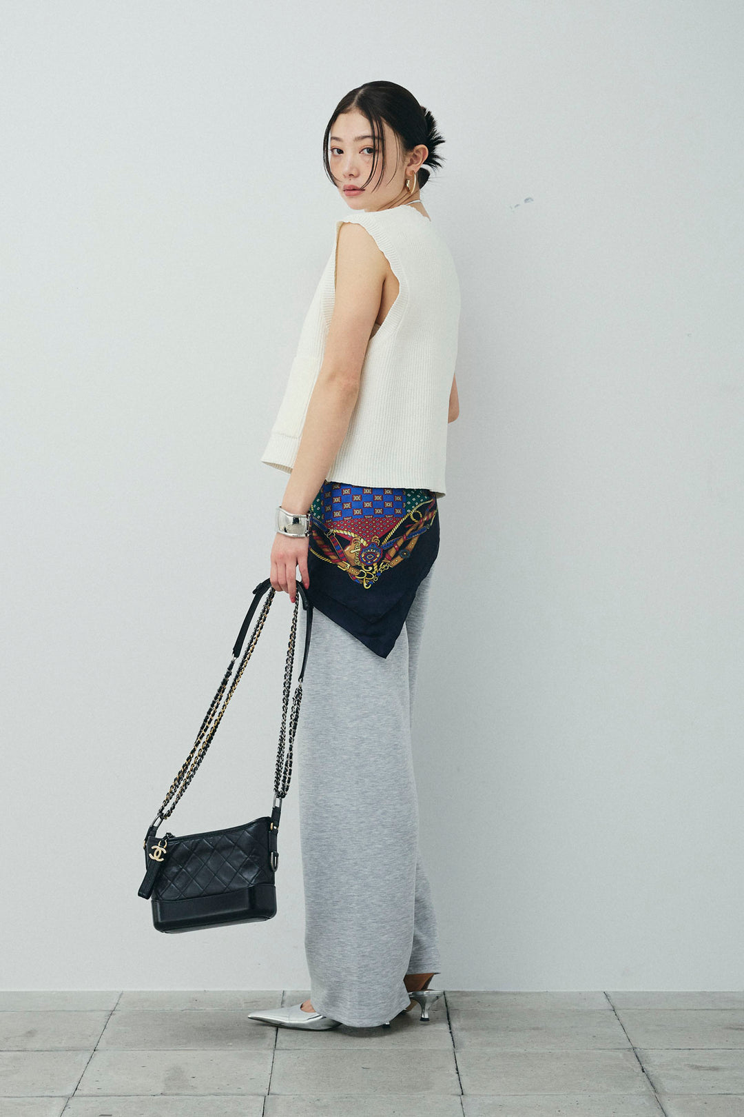 [予約/SET]畦編み金釦ルーズベスト+ストレートスウェットパンツ(2set)