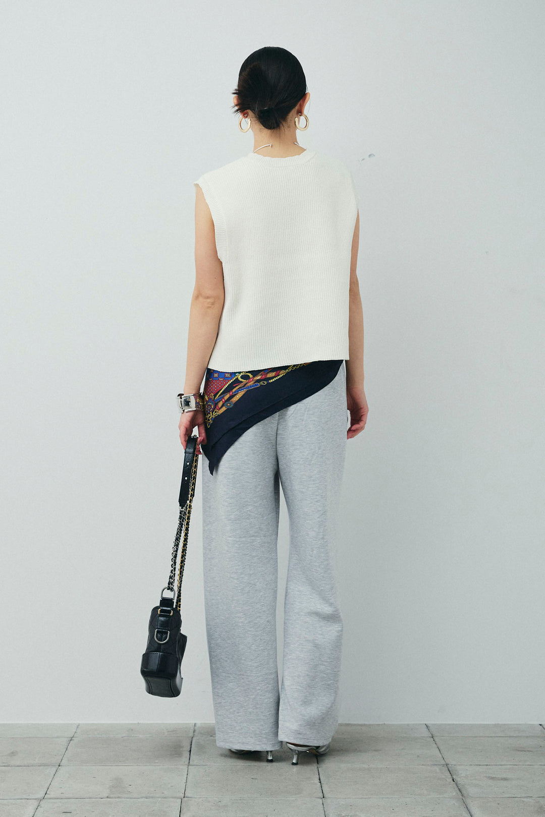 [予約/SET]畦編み金釦ルーズベスト+ストレートスウェットパンツ(2set)