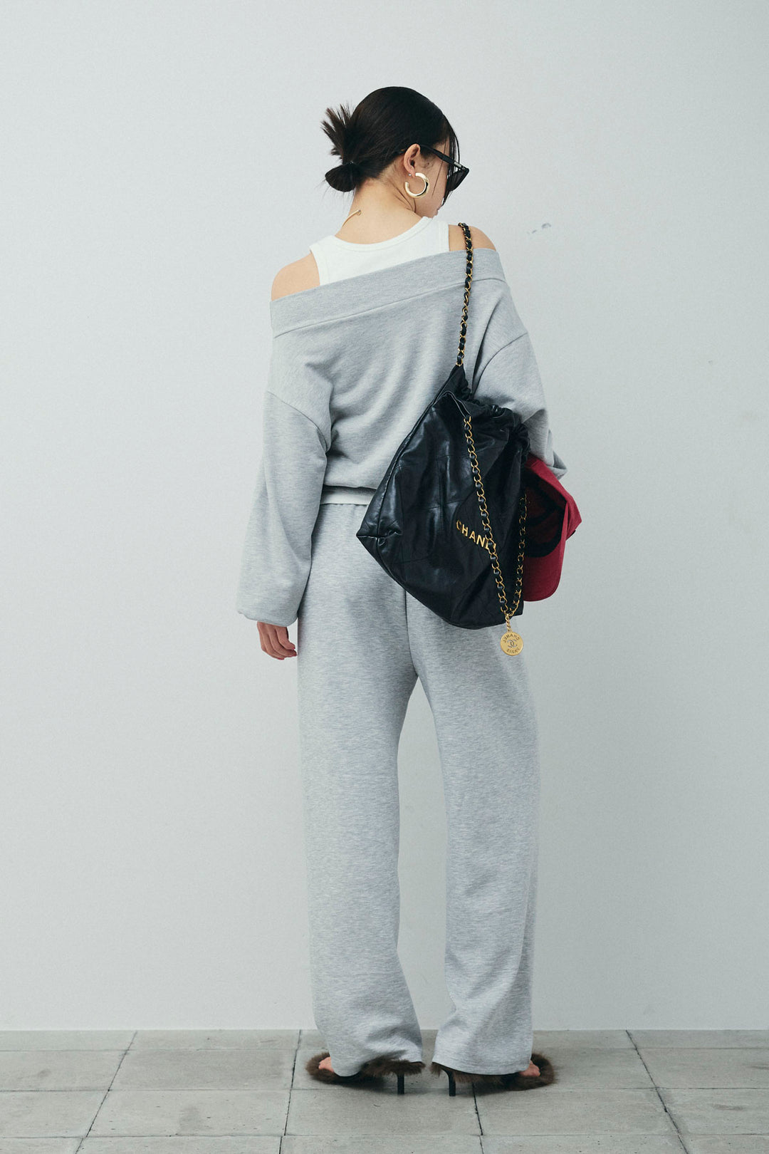 [予約/SET]裏毛オフショルプルオーバー+ストレートスウェットパンツ(2set)