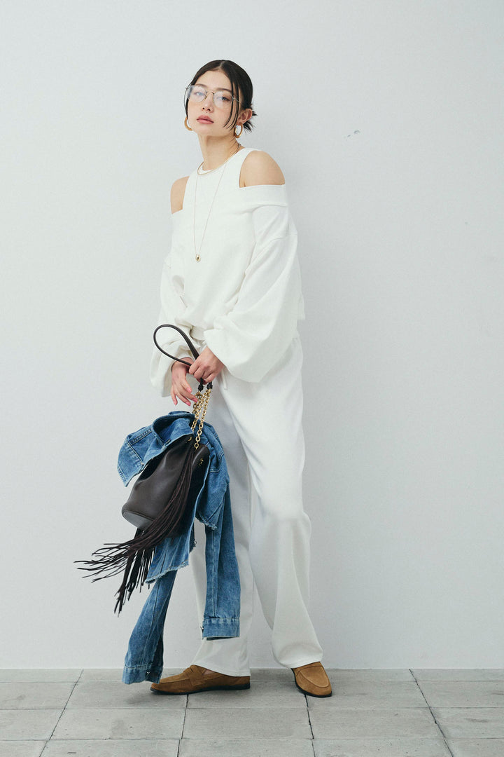 [予約/SET]裏毛オフショルプルオーバー+ストレートスウェットパンツ(2set)