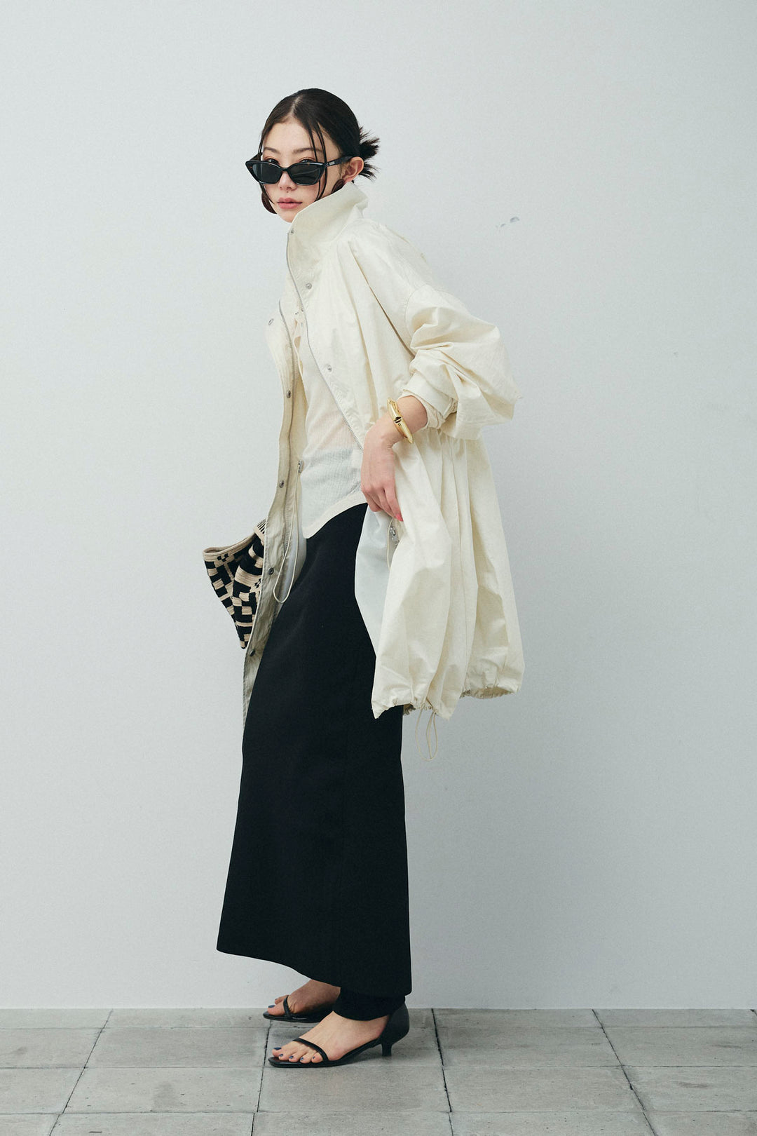 [予約/SET]パールタフタロングマンパ+ダンボールニットスカート+スリットレギンス(3set)