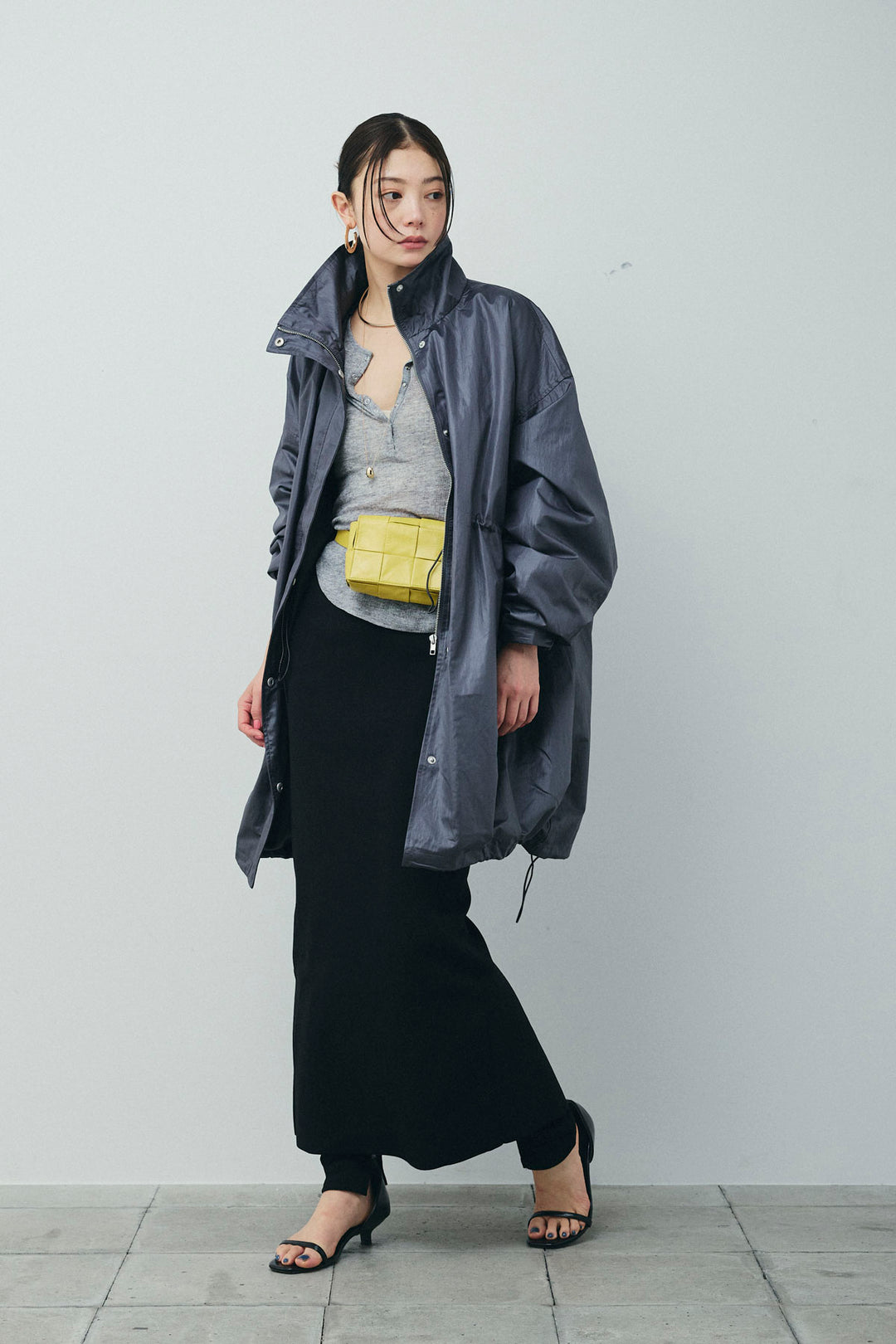 [予約/SET]パールタフタロングマンパ+シアーテレコヘンリーネックPO(2set)