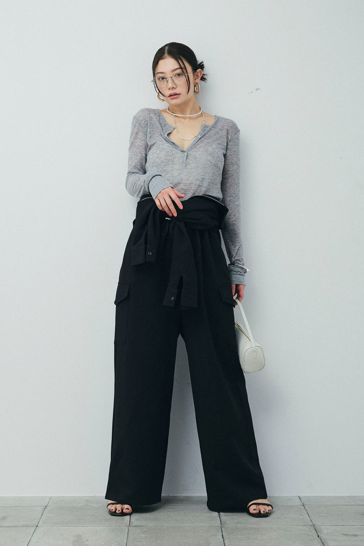 [予約/SET]ドロストジャンプスーツ+シアーテレコヘンリーネックPO(2set)