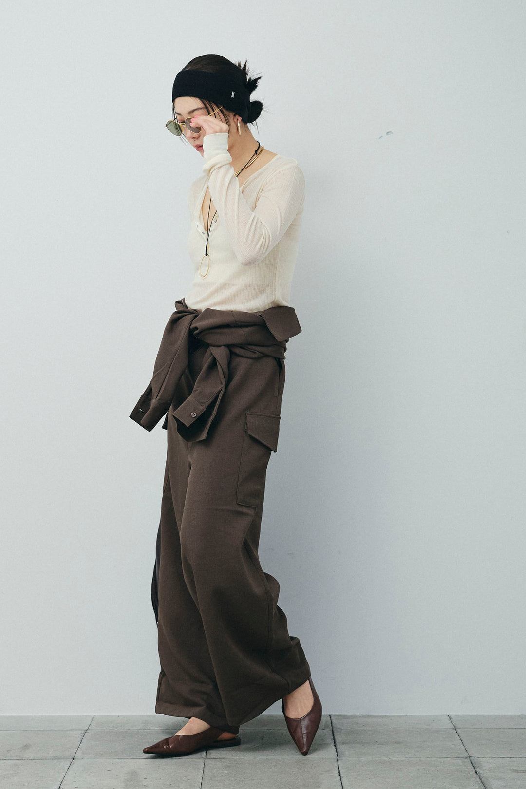 [予約/SET]ドロストジャンプスーツ+シアーテレコヘンリーネックPO(2set)