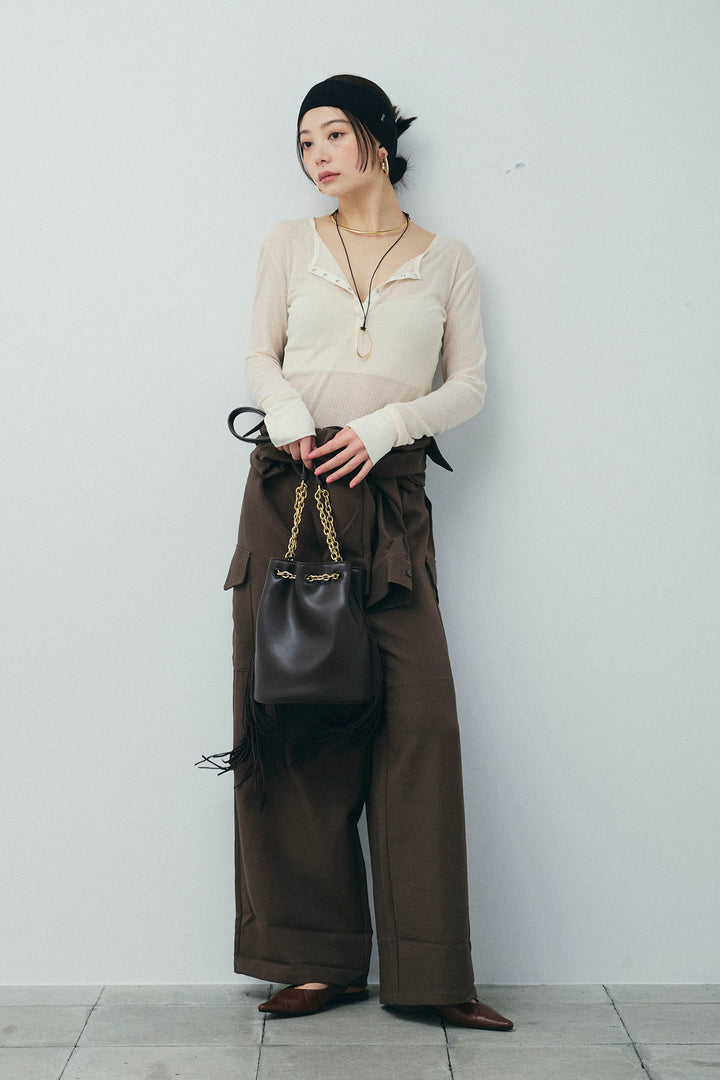 [予約/SET]ドロストジャンプスーツ+シアーテレコヘンリーネックPO(2set)