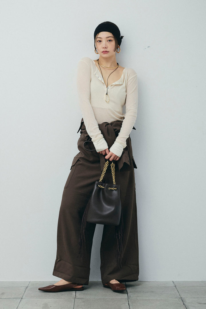 [予約/SET]ドロストジャンプスーツ+シアーテレコヘンリーネックPO(2set)