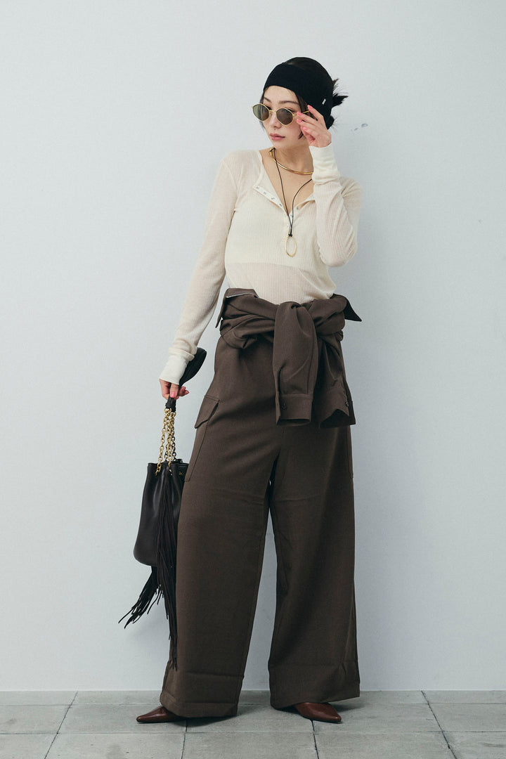 [予約/SET]ドロストジャンプスーツ+シアーテレコヘンリーネックPO(2set)