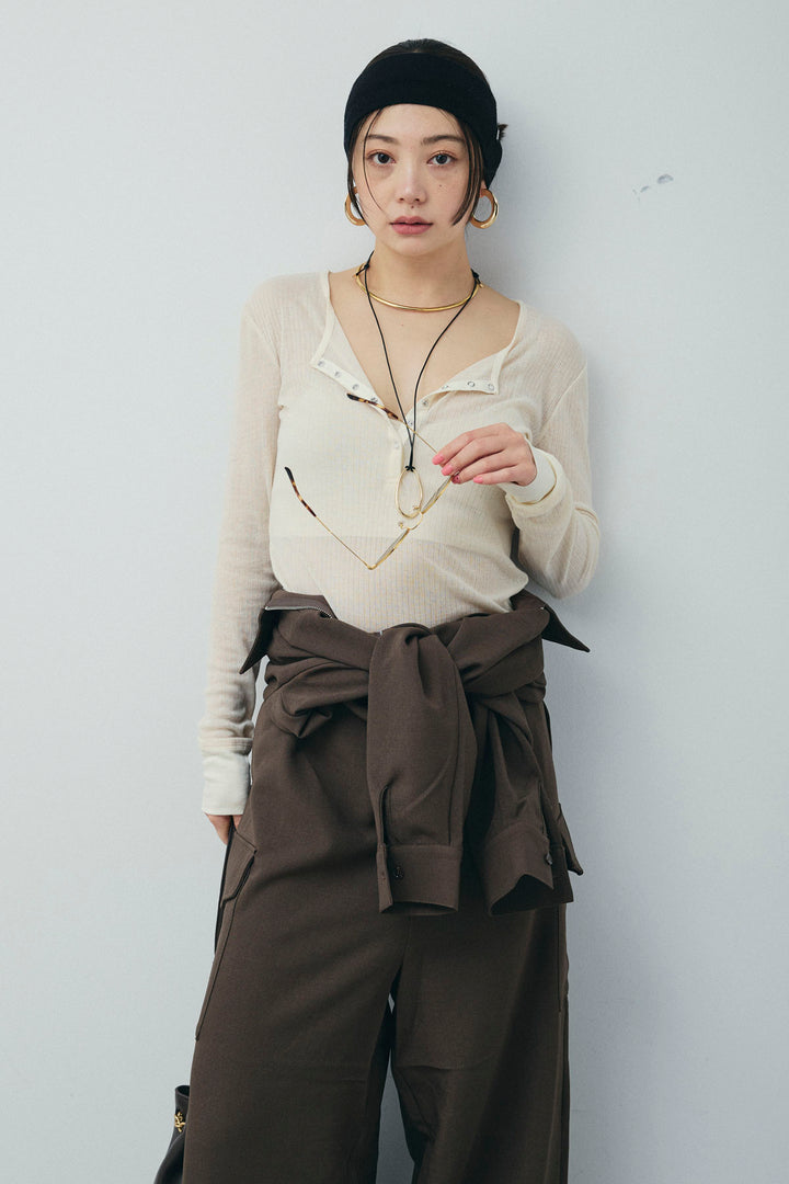 [予約/SET]ドロストジャンプスーツ+シアーテレコヘンリーネックPO(2set)