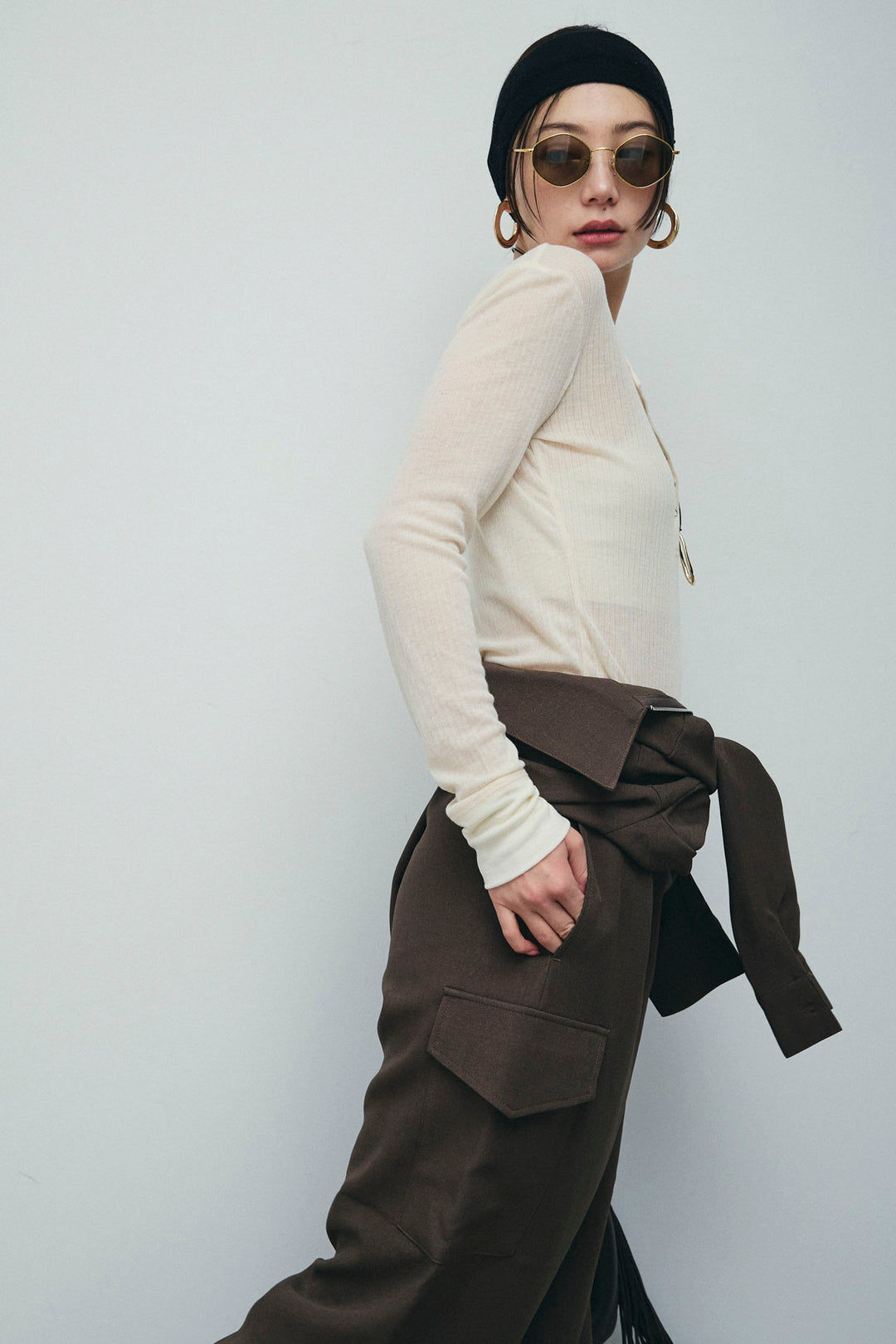 [予約/SET]ドロストジャンプスーツ+シアーテレコヘンリーネックPO(2set)