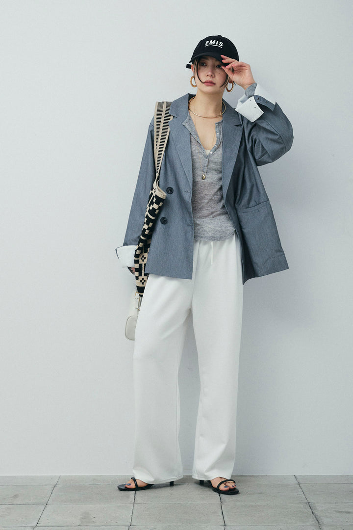 [予約/SET]TRツイル袖折り返しダブルジャケット+ストレートスウェットパンツ(2set)