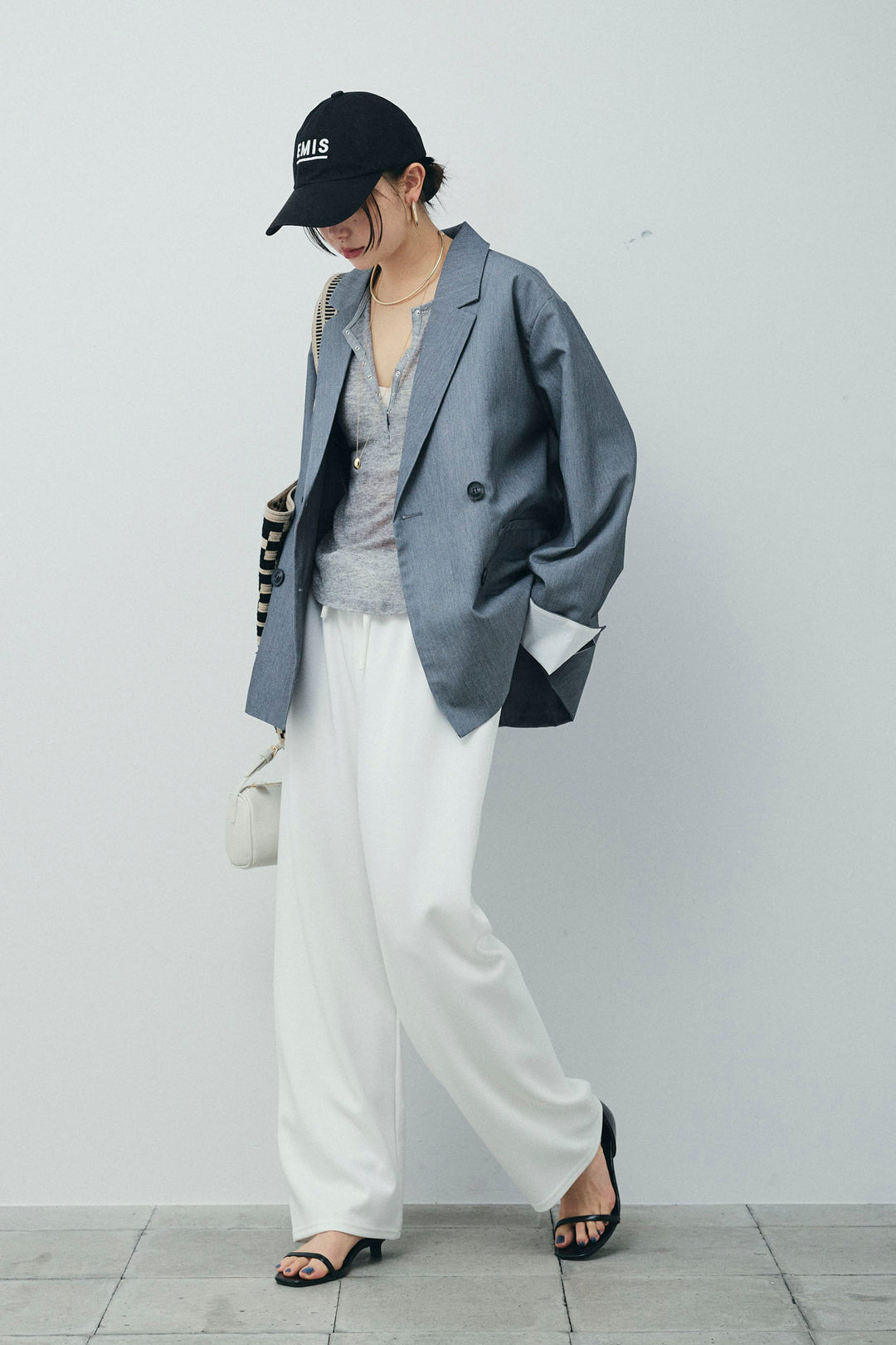 [予約/SET]TRツイル袖折り返しダブルジャケット+ストレートスウェットパンツ(2set)