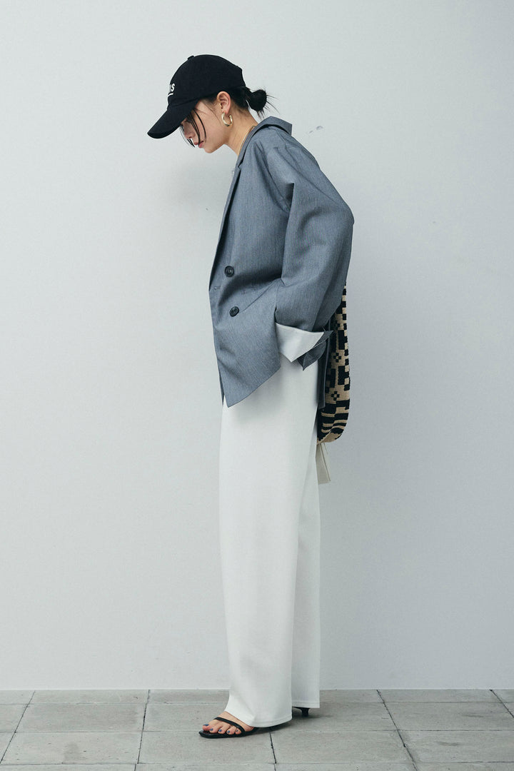 [予約/SET]TRツイル袖折り返しダブルジャケット+ストレートスウェットパンツ(2set)