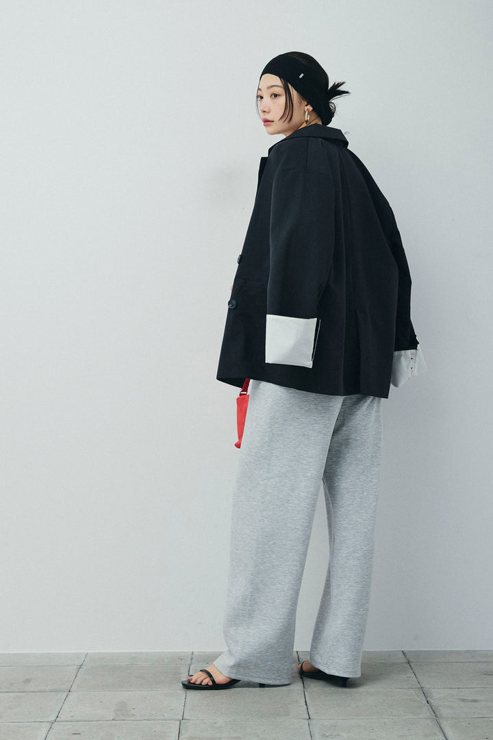[予約/SET]TRツイル袖折り返しダブルジャケット+ストレートスウェットパンツ(2set)