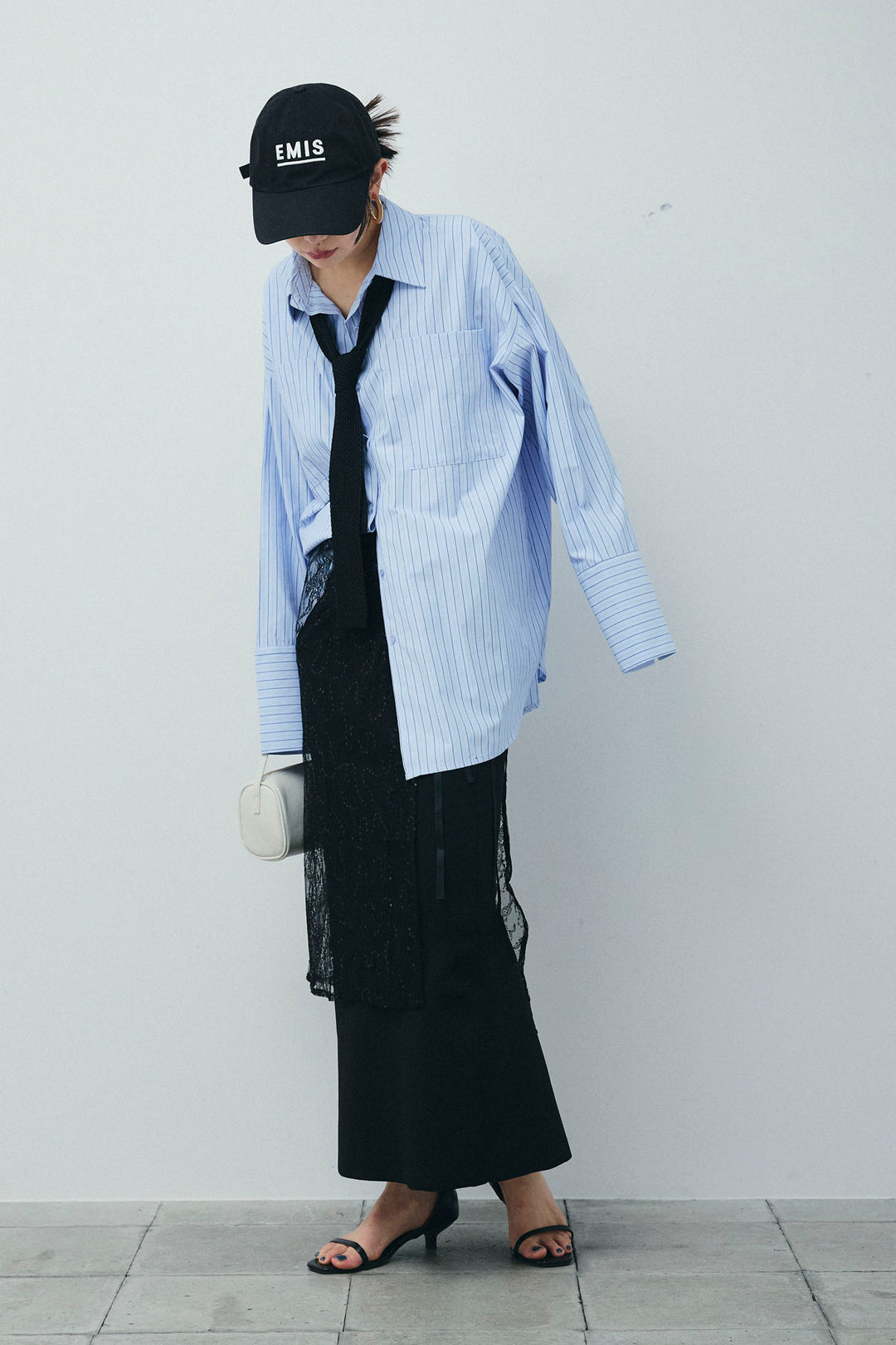 [予約/SET]ビッグカフスオーバーサイズシャツ+ダンボールニットスカート(2set)