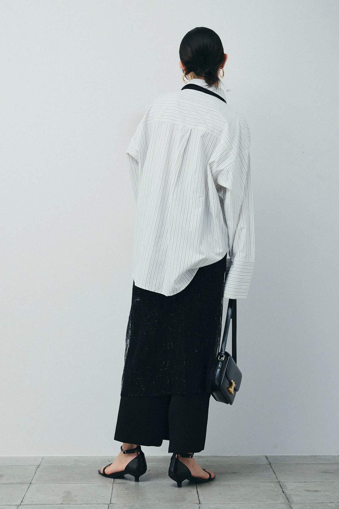 [予約/SET]ビッグカフスオーバーサイズシャツ+シルクニットタイ(2set)