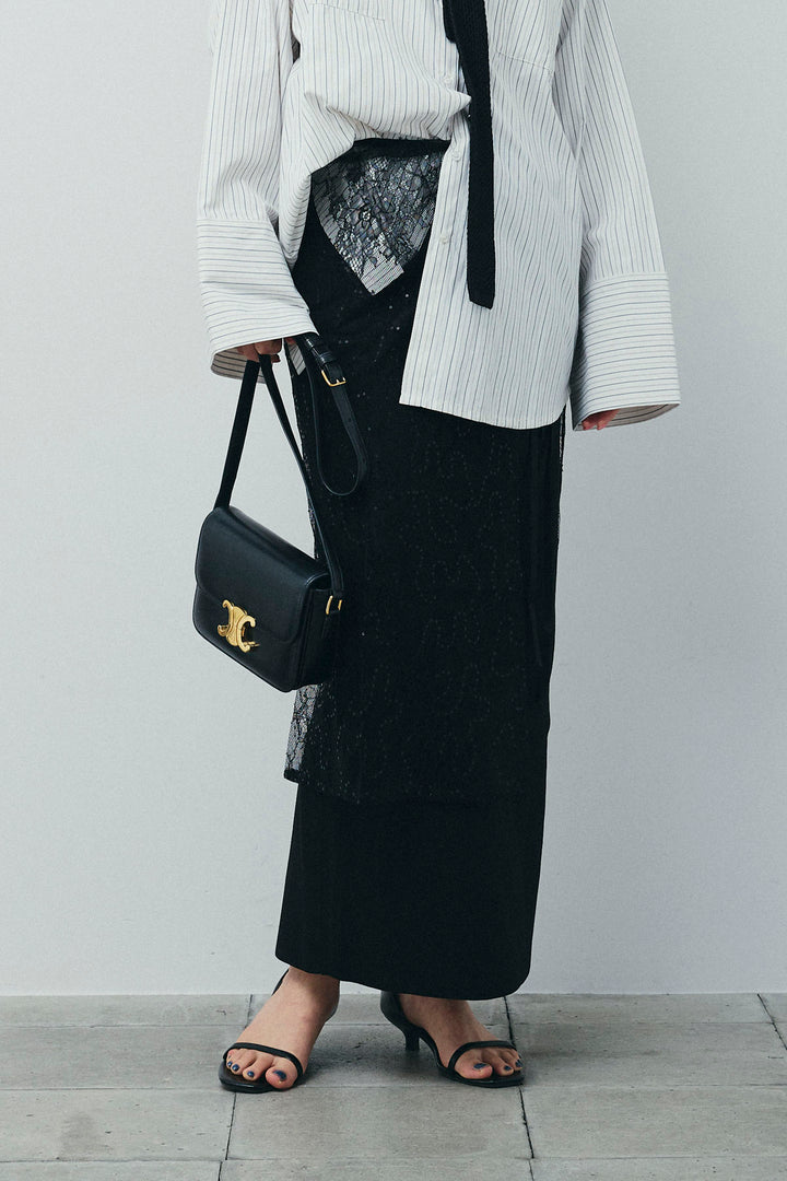 [予約/SET]ダンボールニットスカート+ラメレースラップスカート(2set)