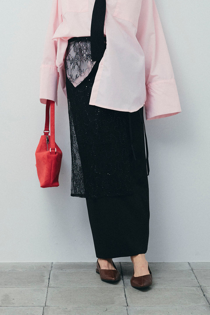 [予約/SET]ダンボールニットスカート+ラメレースラップスカート(2set)