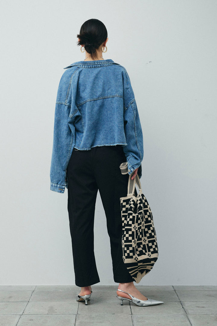 [予約/SET]カットオフショートデニムジャケット+アメリカンスリーブオールインワン(2set)