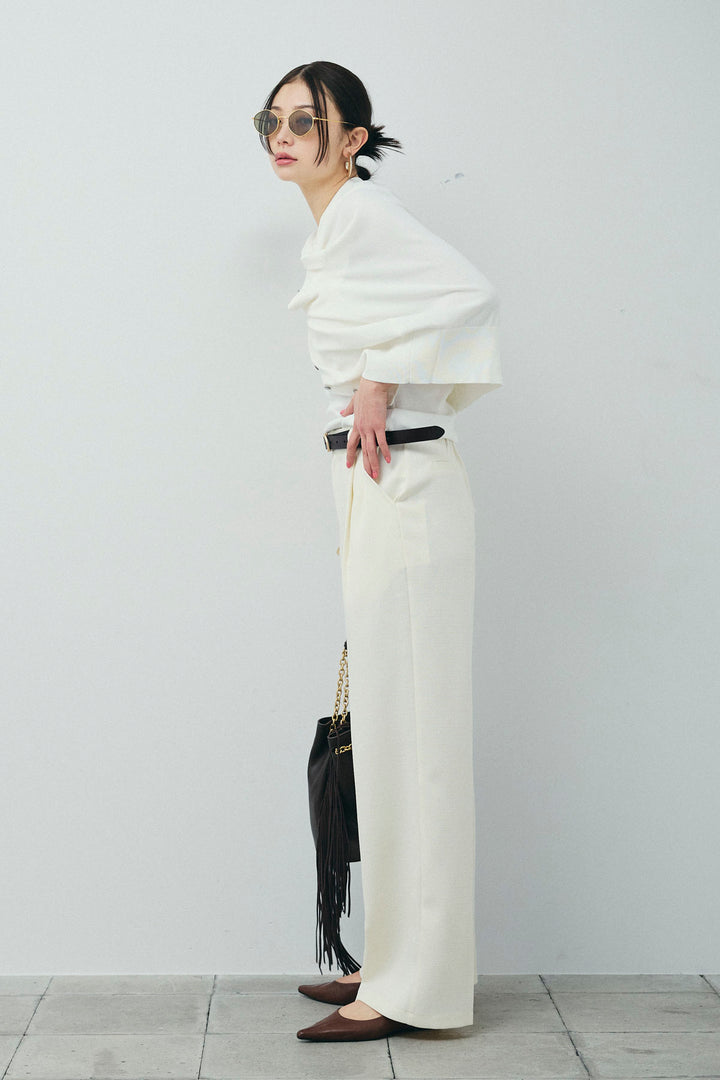 [予約/SET]シェルボタンクルーネックCD+ライトツイードタックワイドパンツ(2set)