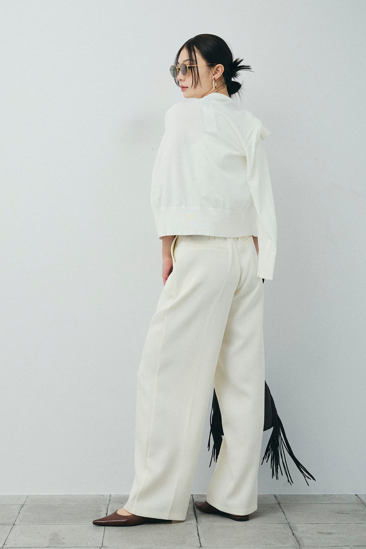 [予約/SET]シェルボタンクルーネックCD+ライトツイードタックワイドパンツ(2set)