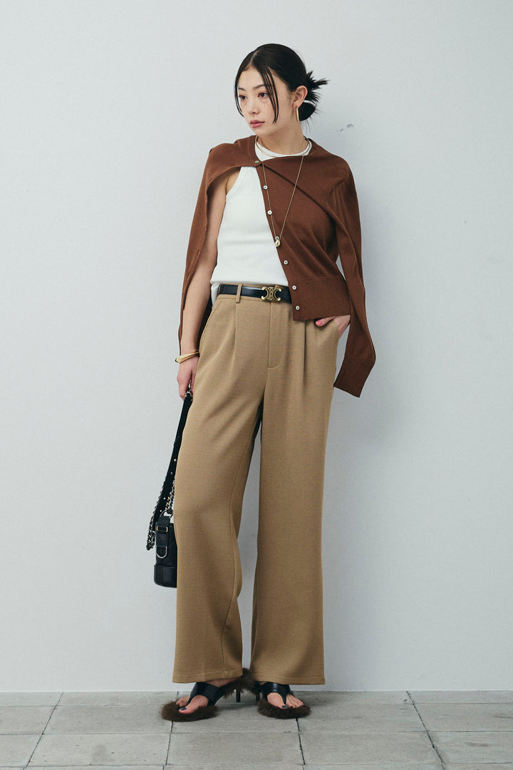 [予約/SET]シェルボタンクルーネックCD+ライトツイードタックワイドパンツ(2set)