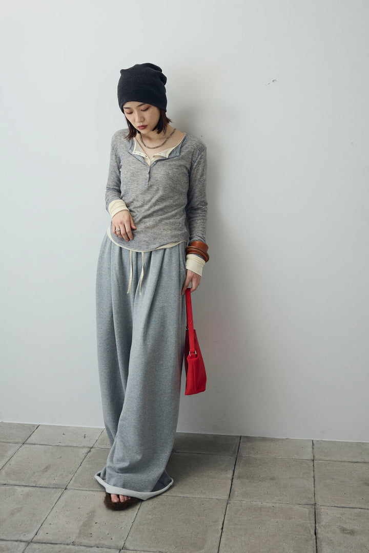 [予約/SET]シアーテレコヘンリーネックPO+シアーテレコヘンリーネックPO+ダブルウエストスウェットパンツ(3set)