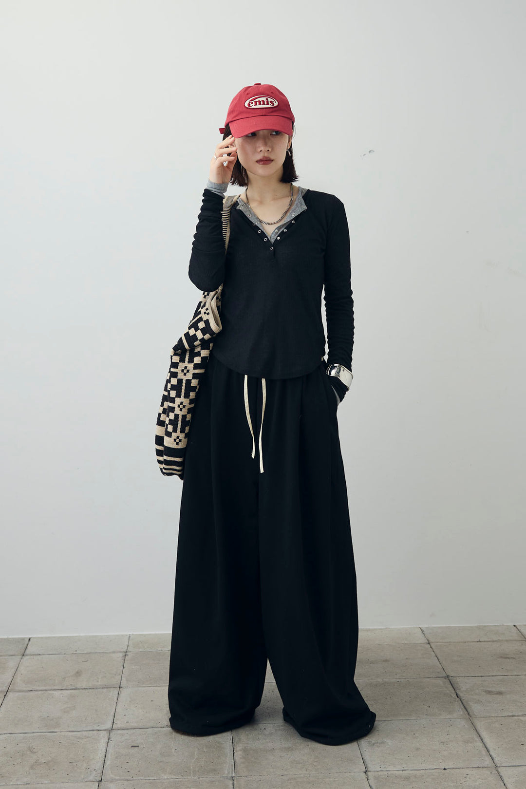 [予約/SET]シアーテレコヘンリーネックPO+シアーテレコヘンリーネックPO+ダブルウエストスウェットパンツ(3set)