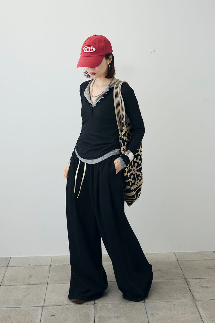 [予約/SET]シアーテレコヘンリーネックPO+ダブルウエストスウェットパンツ(2set)