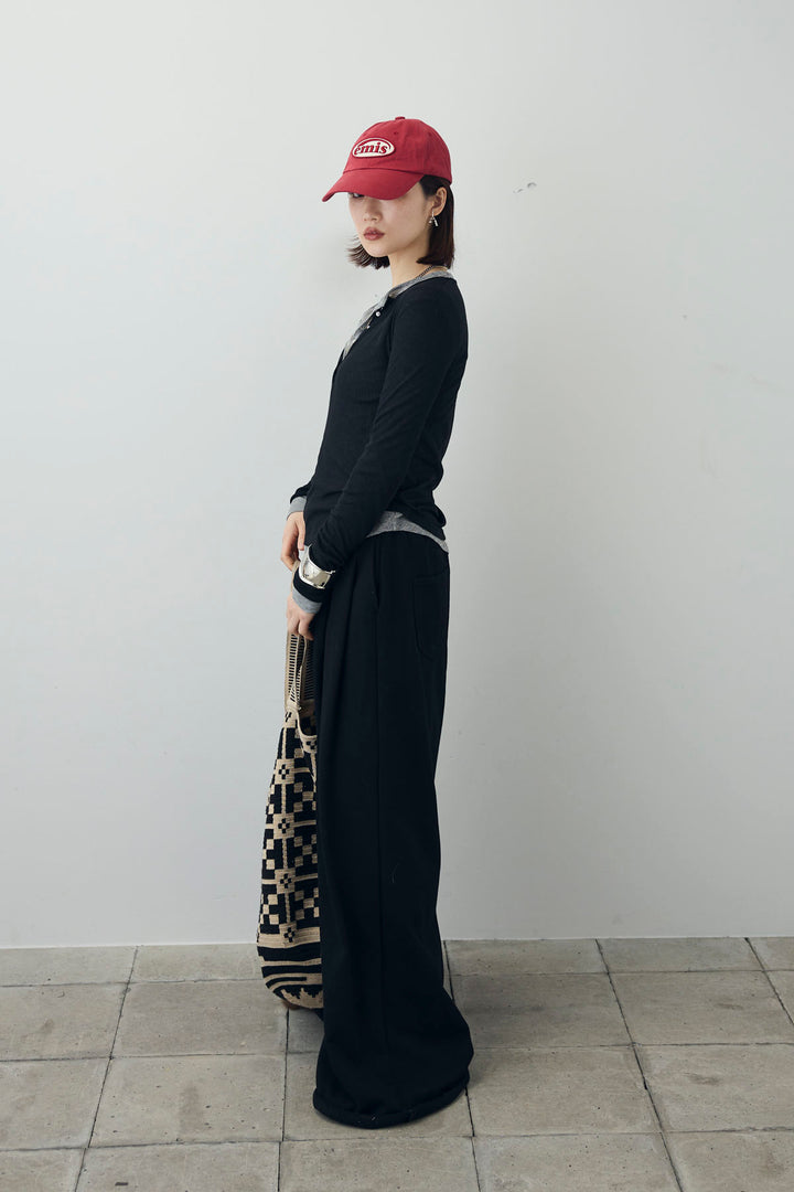 [予約/SET]シアーテレコヘンリーネックPO+ダブルウエストスウェットパンツ(2set)