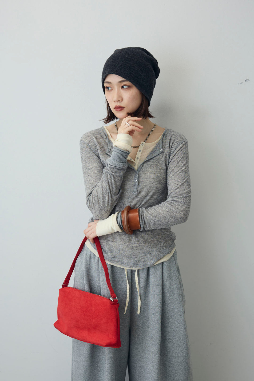 [予約/SET]シアーテレコヘンリーネックPO+シアーテレコヘンリーネックPO+ダブルウエストスウェットパンツ(3set)