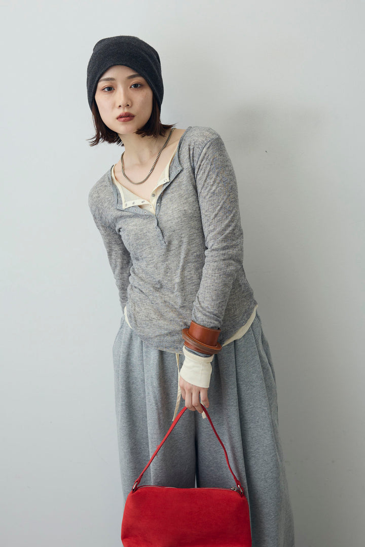 [予約/SET]シアーテレコヘンリーネックPO+シアーテレコヘンリーネックPO+ダブルウエストスウェットパンツ(3set)