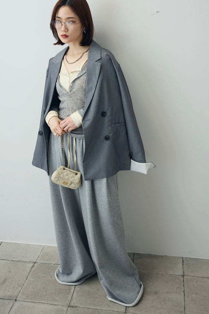 [予約/SET]ダブルウエストスウェットパンツ+TRツイル袖折り返しダブルジャケット(2set)