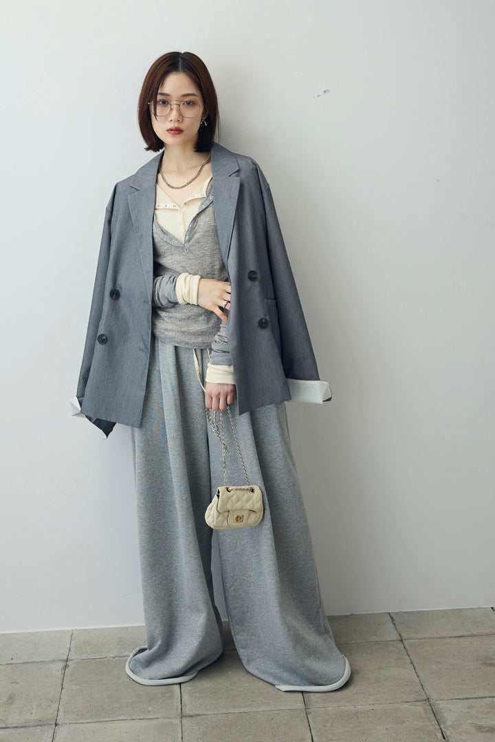 [予約/SET]ダブルウエストスウェットパンツ+TRツイル袖折り返しダブルジャケット(2set)