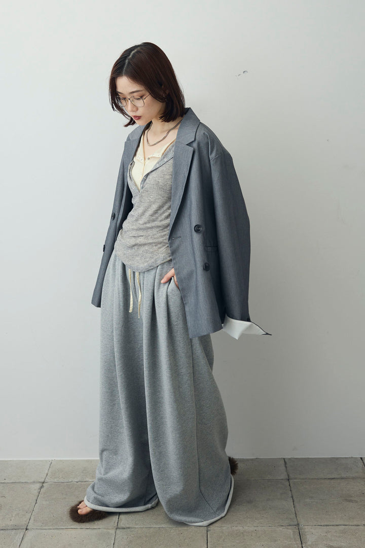 [予約/SET]ダブルウエストスウェットパンツ+TRツイル袖折り返しダブルジャケット(2set)