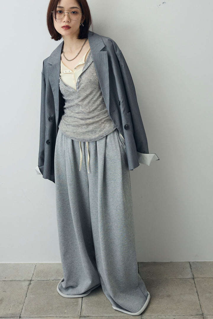 [予約/SET]ダブルウエストスウェットパンツ+TRツイル袖折り返しダブルジャケット(2set)