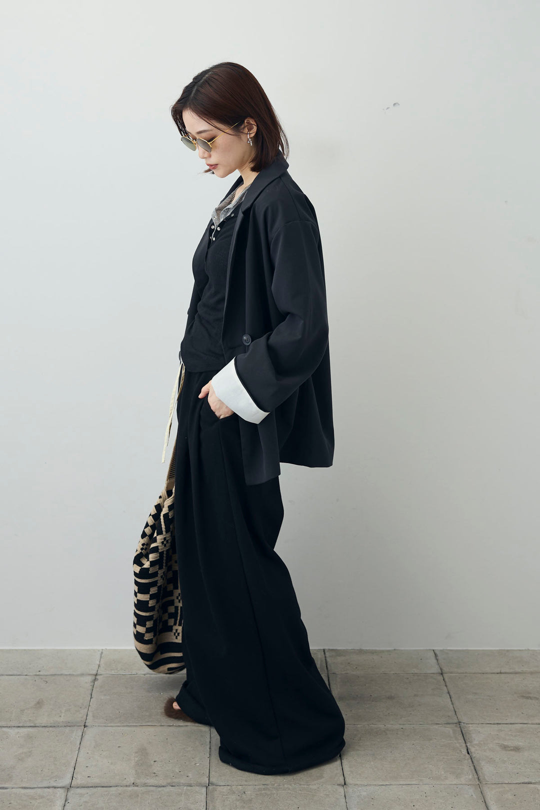 [予約/SET]ダブルウエストスウェットパンツ+TRツイル袖折り返しダブルジャケット(2set)