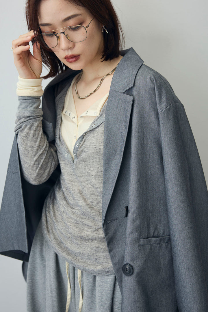 [予約/SET]ダブルウエストスウェットパンツ+TRツイル袖折り返しダブルジャケット(2set)