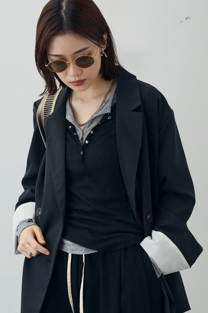 [予約/SET]ダブルウエストスウェットパンツ+TRツイル袖折り返しダブルジャケット(2set)