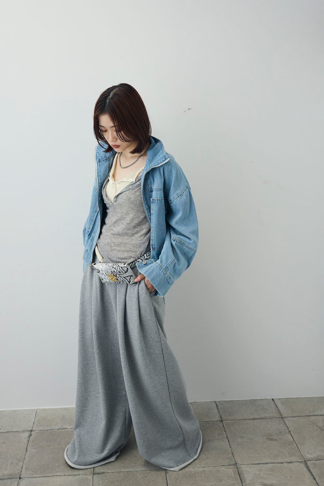 [予約/SET]シアーテレコヘンリーネックPO+ダブルウエストスウェットパンツ(2set)